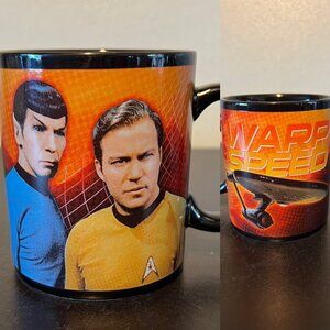 Vintage STAR TREK Captain Kirk & Spock WARP SPEED Mug ~ William Shatner ~ Nimoy